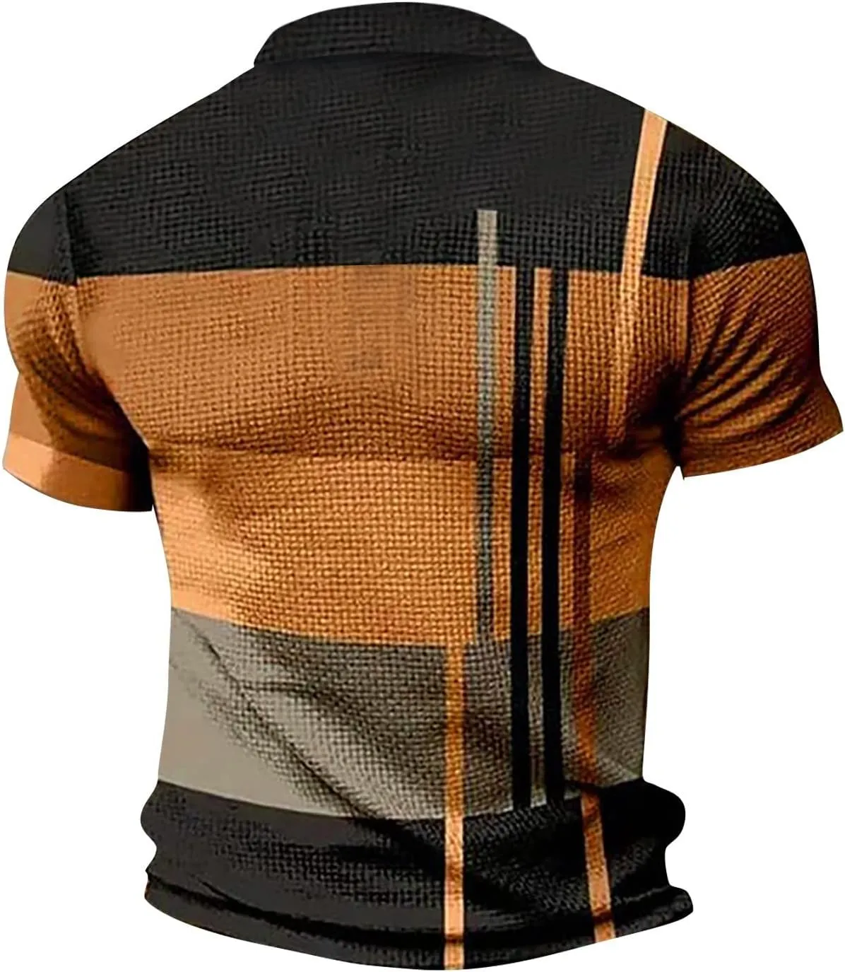 Polo Shirts for Men Short Sleeve Button Down Slim Fit Waffle T Shirt Plaid Striped Solid Color Golf Tees Dry Fit Tops