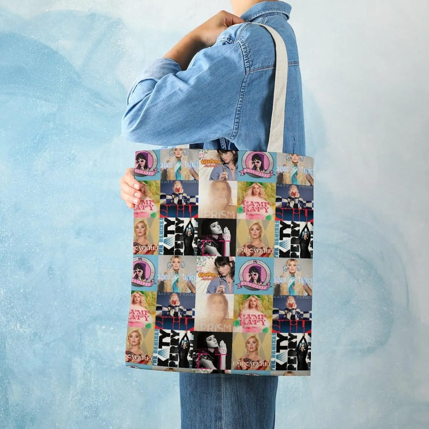 Pop Music Tote Bags, Womens Shoulder Bag, Print Travel Bag, Novelty Canvas Tote Bag Double, Funny Reusable Grocery Bag