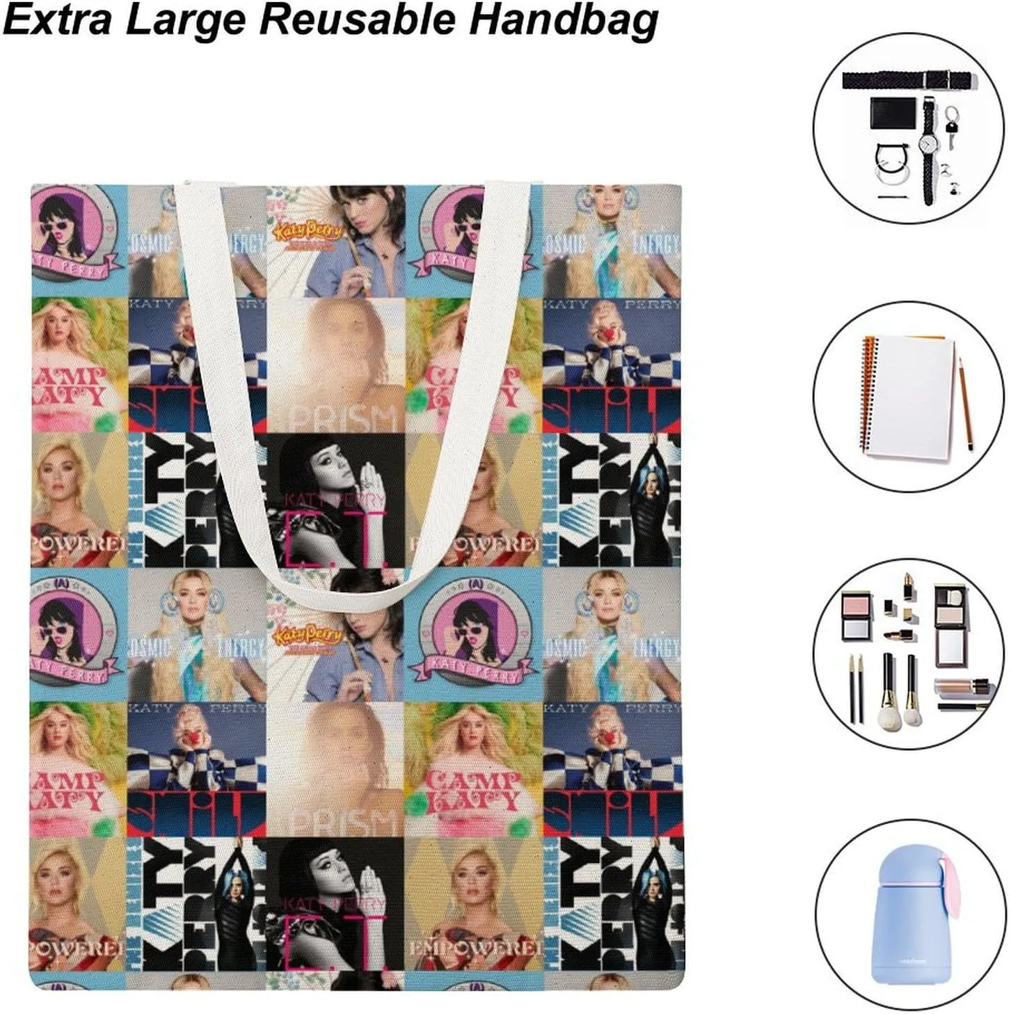 Pop Music Tote Bags, Womens Shoulder Bag, Print Travel Bag, Novelty Canvas Tote Bag Double, Funny Reusable Grocery Bag