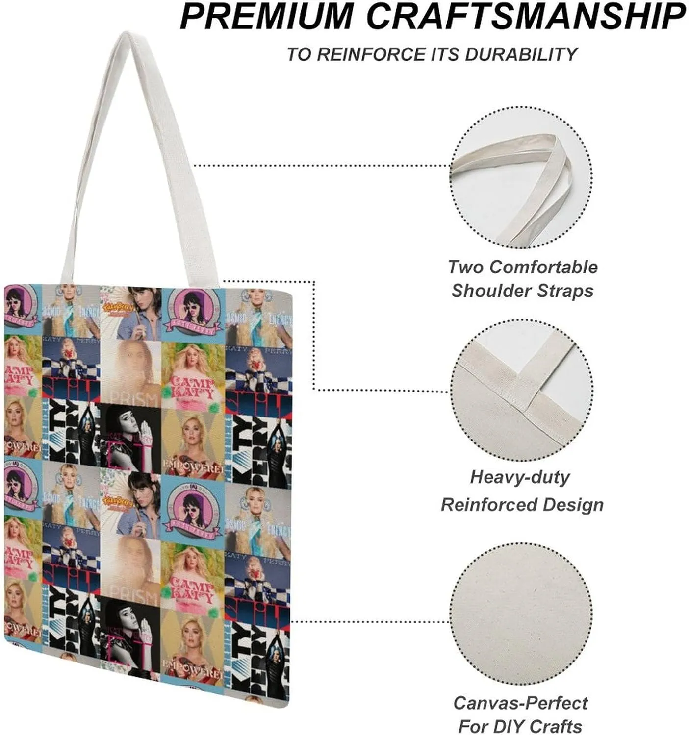 Pop Music Tote Bags, Womens Shoulder Bag, Print Travel Bag, Novelty Canvas Tote Bag Double, Funny Reusable Grocery Bag