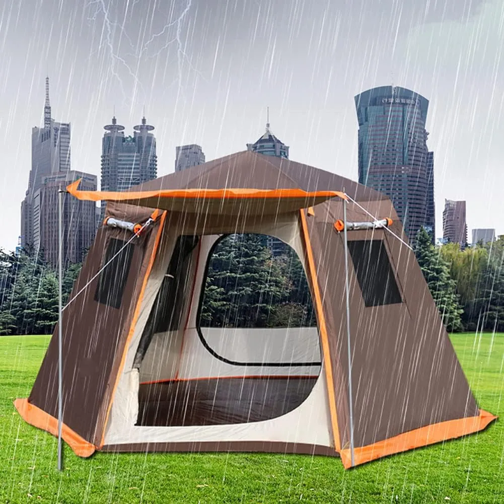 Pop Up Tent 3-8 Person Beach Tent Sun Shelter Outdoor Camping Family Tent Instant Tent Easy Set Up for Camping Backpacking Hiking Mountaineering (Green 5) (Brown 5)