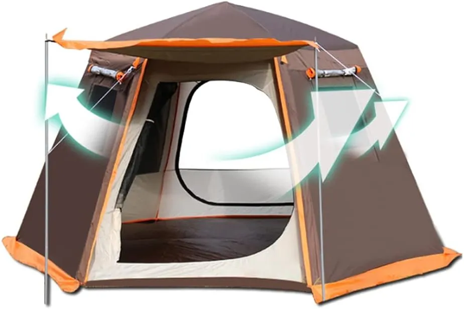 Pop Up Tent 3-8 Person Beach Tent Sun Shelter Outdoor Camping Family Tent Instant Tent Easy Set Up for Camping Backpacking Hiking Mountaineering (Green 5) (Brown 5)