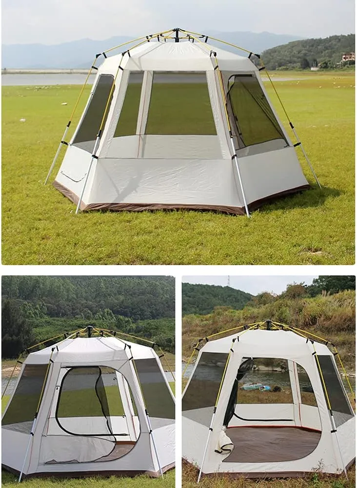 Pop Up Tent 3-8 Person Beach Tent Sun Shelter Outdoor Camping Family Tent Instant Tent Easy Set Up for Camping Backpacking Hiking Mountaineering (Green 5) (Brown 5)