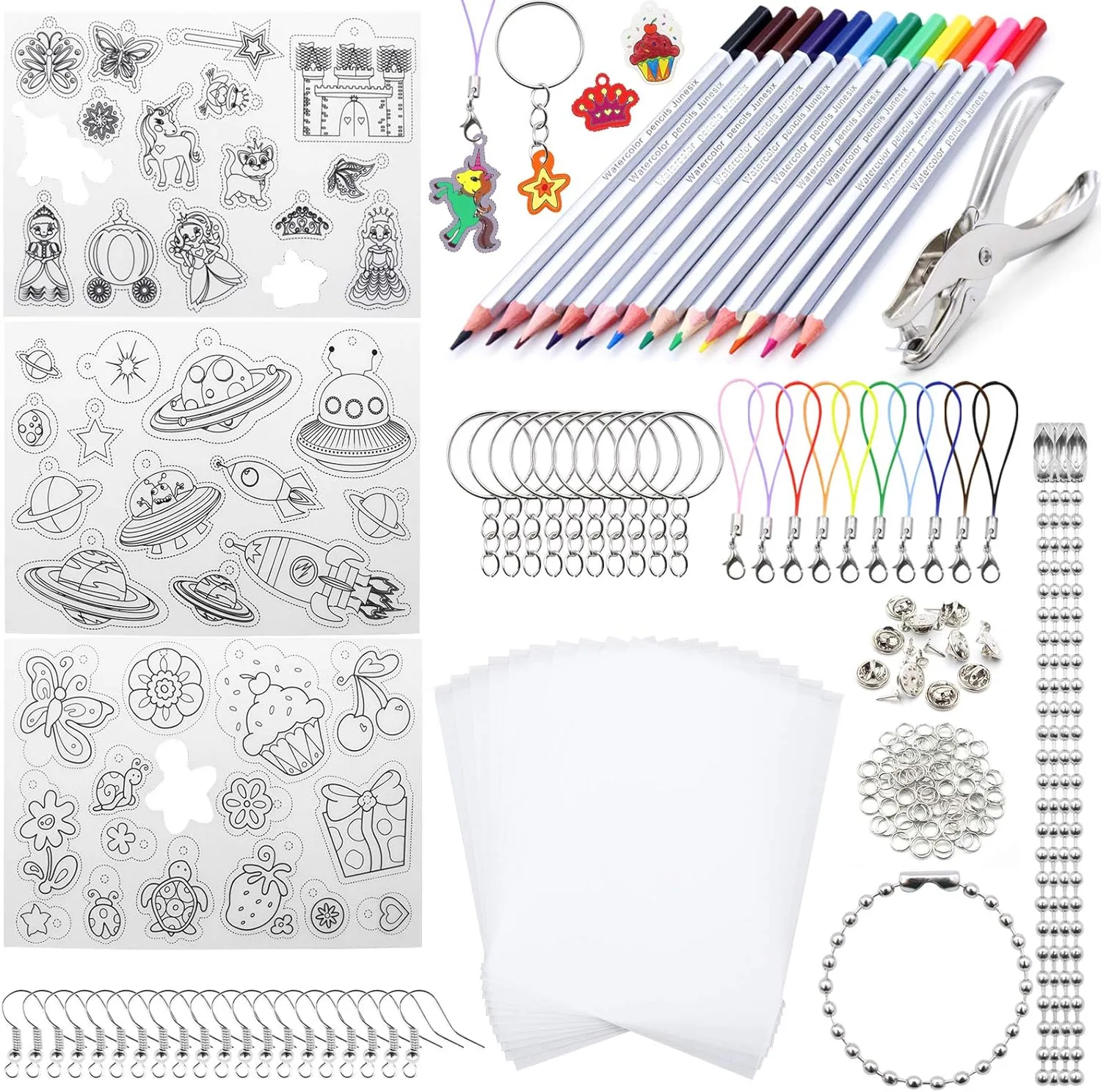 POPMISOLER 183 Pieces Shrink Plastic Kit DIY Ornaments or Creative Craft DIY Accessories Kit for All Ages Great Gift