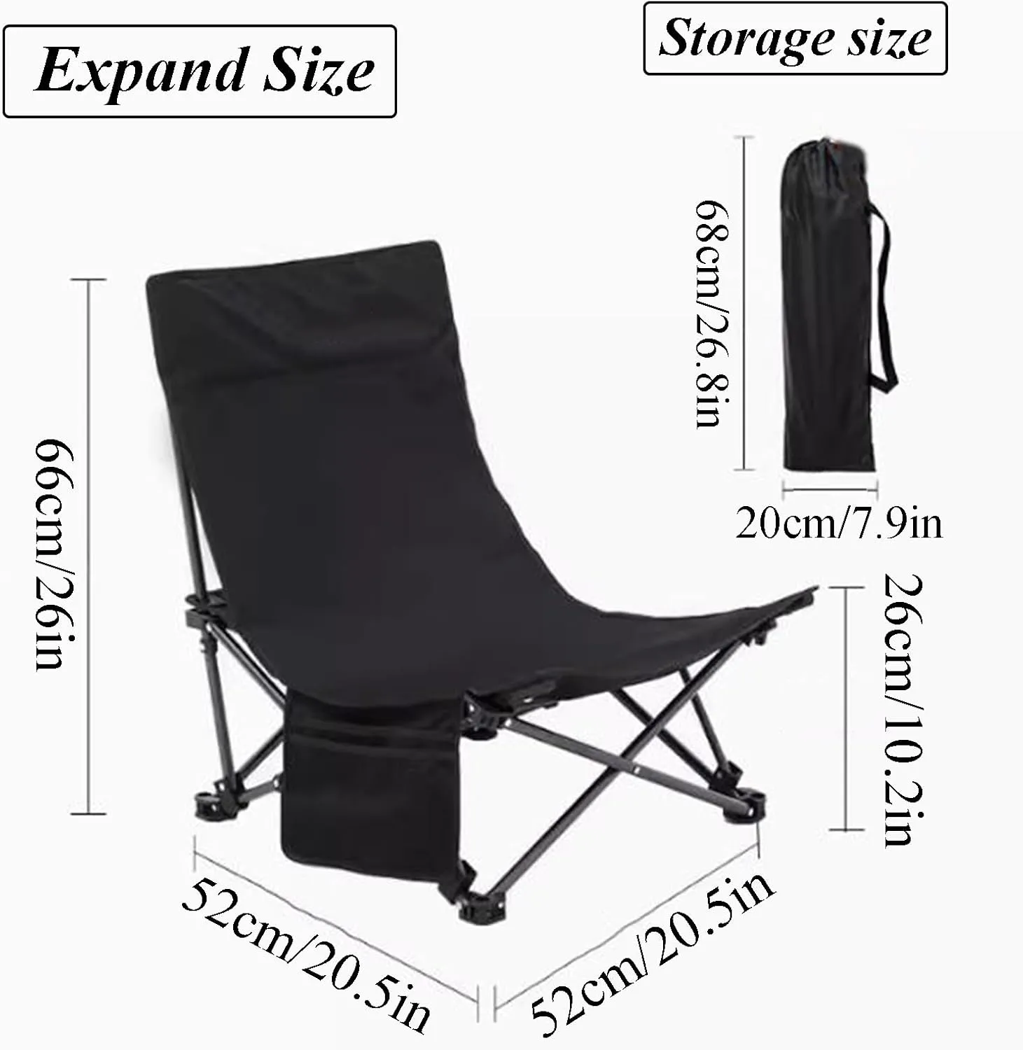 Portable Camping Chairs Compact Backpacking Chair Outdoor Folding Chairs for Adults with Side Pockets & Carrying Bag
