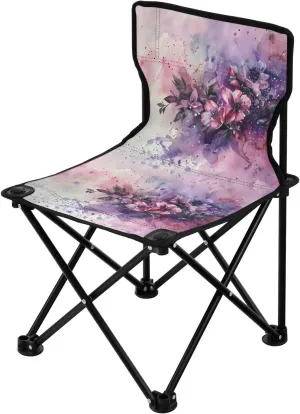 Portable Camping Folding Chairs Foldable Chair Small Lilac Flower Painting Lightweight Backpacking Outdoor Outside Fishing