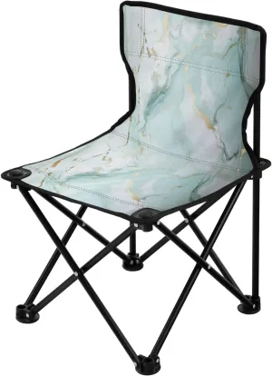 Portable Camping Folding Chairs Foldable Chair Small Marble Pale Green Lightweight Backpacking Outdoor Outside Fishing