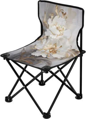 Portable Camping Folding Chairs Foldable Chair Small Peony White Lightweight Backpacking Outdoor Outside Fishing