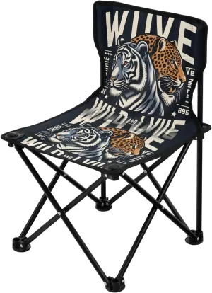 Portable Camping Folding Chairs Foldable Chair Small Tiger Leopard Wildlife Lightweight Backpacking Outdoor Outside Fishing