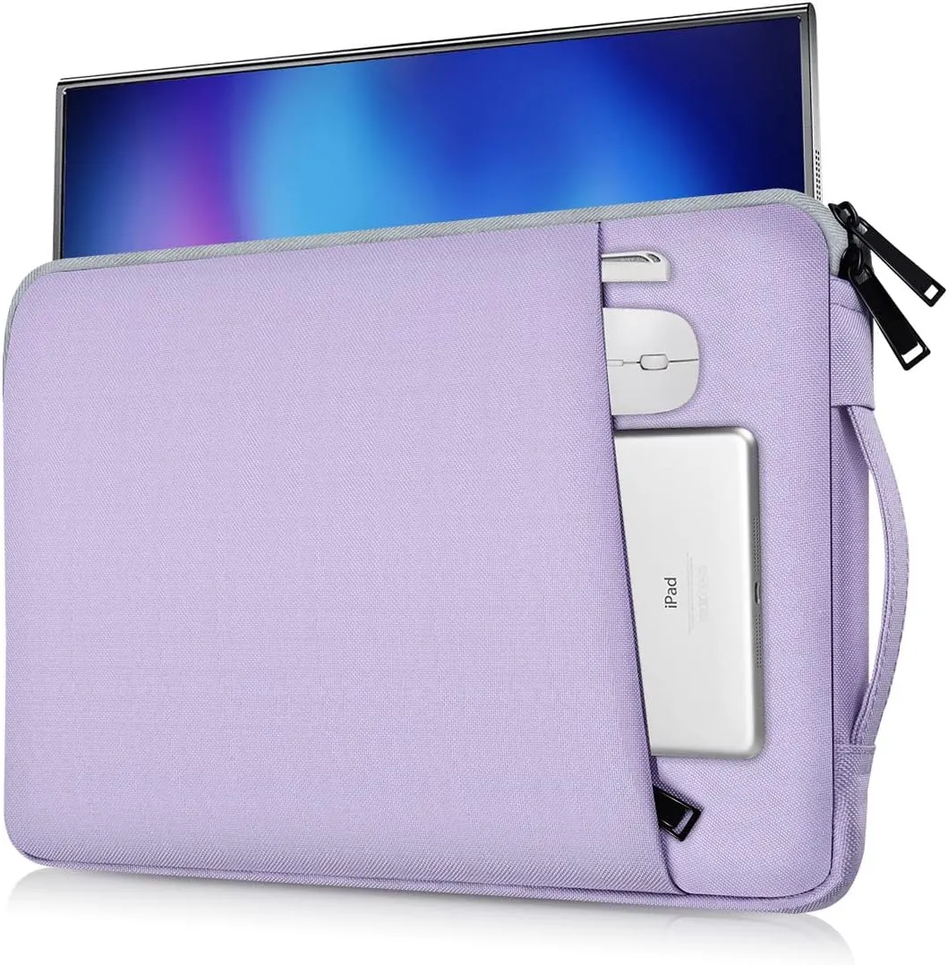 Portable Monitor Case 15.6 Inch, Carrying Laptop Computer Bag Compatible with KYY Lepow GTEK ViewSonic ZSCMALLS AOC 15.6 Inch Portable Display Monitors, Purple