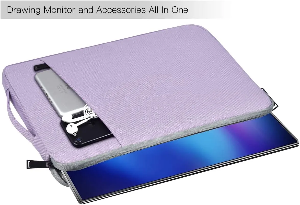 Portable Monitor Case 15.6 Inch, Carrying Laptop Computer Bag Compatible with KYY Lepow GTEK ViewSonic ZSCMALLS AOC 15.6 Inch Portable Display Monitors, Purple