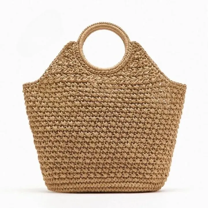 Portia Casual Straw Market Tote Bag
