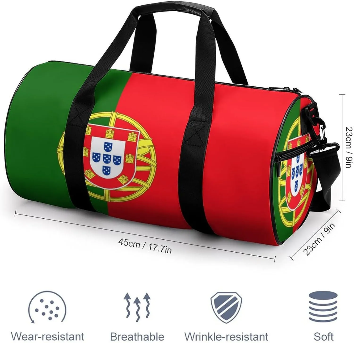 Portugal Flag Gym Duffel Bag for Women Men Dry Wet Pocket Travel Tote