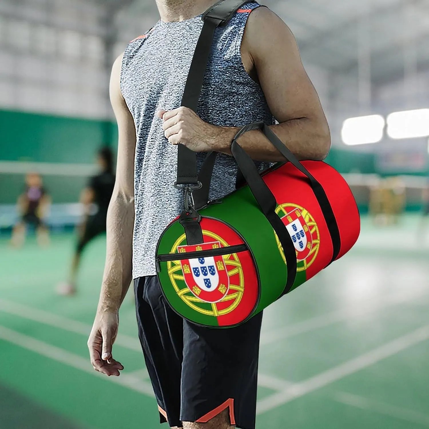 Portugal Flag Gym Duffel Bag for Women Men Dry Wet Pocket Travel Tote