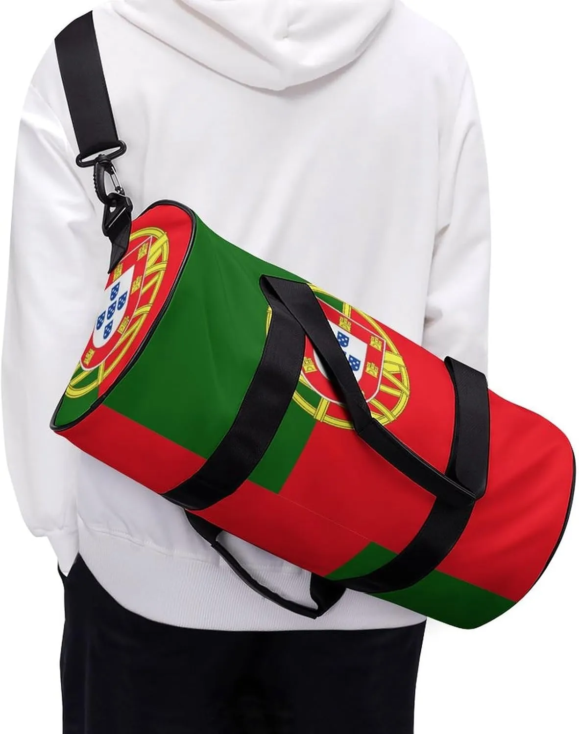 Portugal Flag Gym Duffel Bag for Women Men Dry Wet Pocket Travel Tote