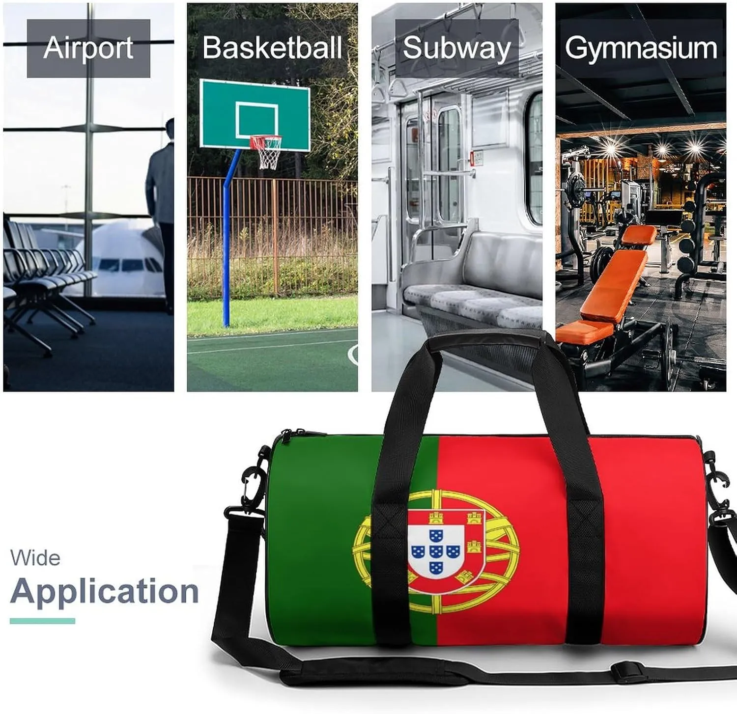 Portugal Flag Gym Duffel Bag for Women Men Dry Wet Pocket Travel Tote