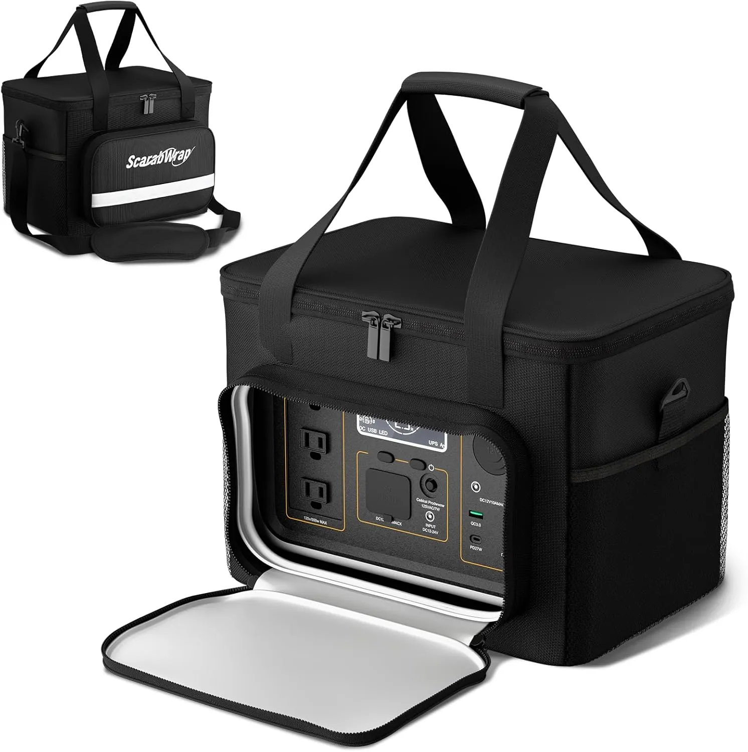 Power Station Bag, 900D Waterproof, Reflective Strip, Fits Jackery/Anker 500/300, Camping, Fishing, RV