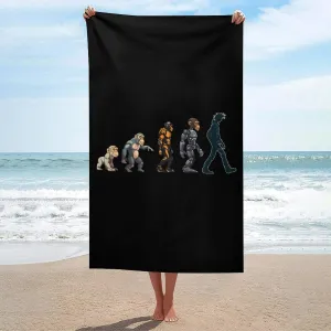 Prehistoric Ape Robot to Man Evolution Beach Towel Cute Bath Towel Swim Pool Gym Yoga Towels Large 130x80cm