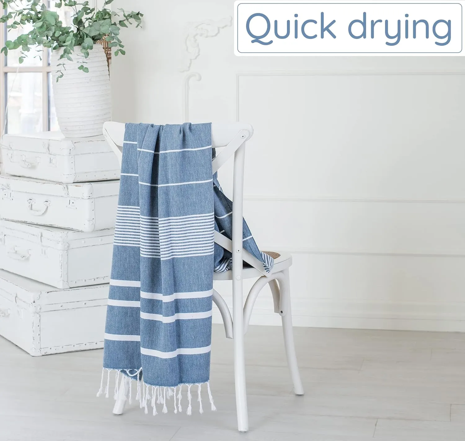 Premium Turkish Beach Towel (35”x67”) Suitable for Adults and Kids 100% Natural Cotton Quick Dry and Sand Free Turkish Towel Beach Blanket – Blue Skydiver Color