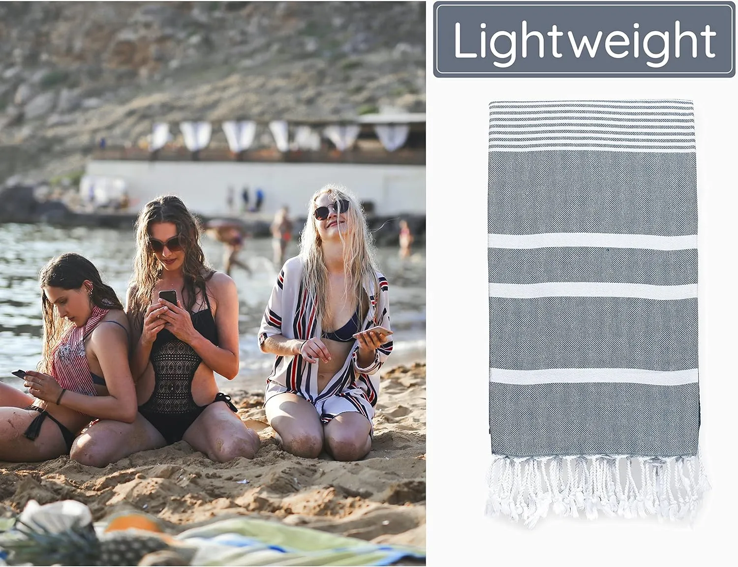 Premium Turkish Beach Towel (35”x67”) Suitable for Adults and Kids 100% Natural Cotton Quick Dry and Sand Free Turkish Towel Beach Blanket – Blue Skydiver Color