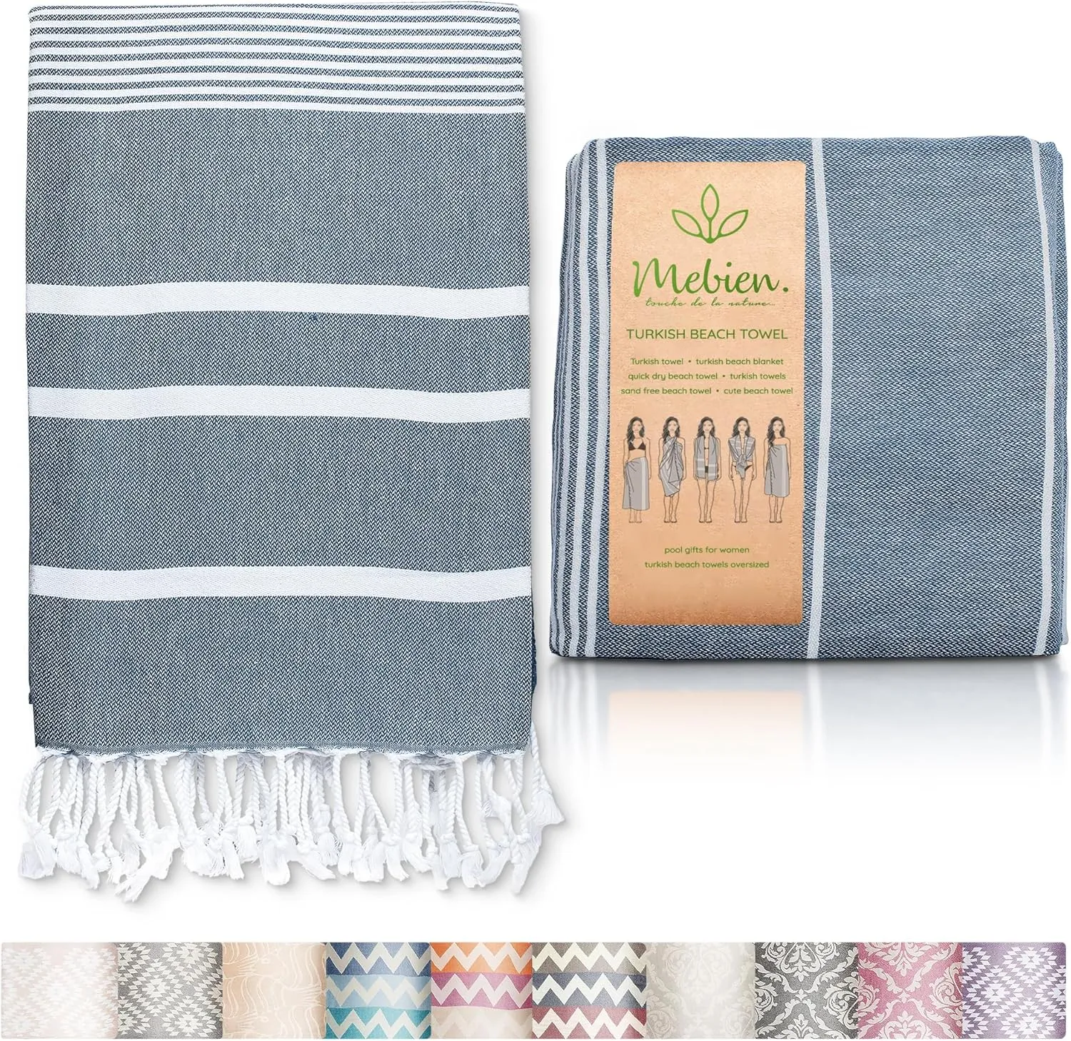 Premium Turkish Beach Towel (35”x67”) Suitable for Adults and Kids 100% Natural Cotton Quick Dry and Sand Free Turkish Towel Beach Blanket – Blue Skydiver Color