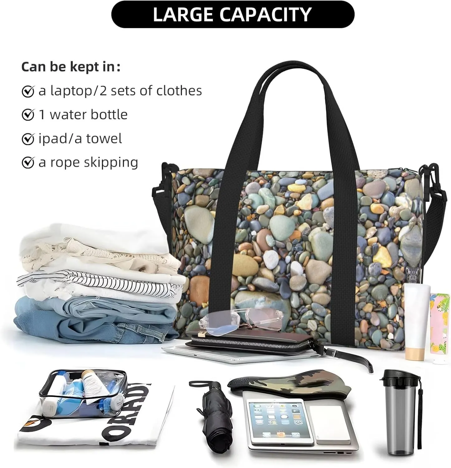 Pretty Stones Hand Travel Bag For Men Women,Stylish Handheld Crossbody Travel Bag For Business Leisure Trave