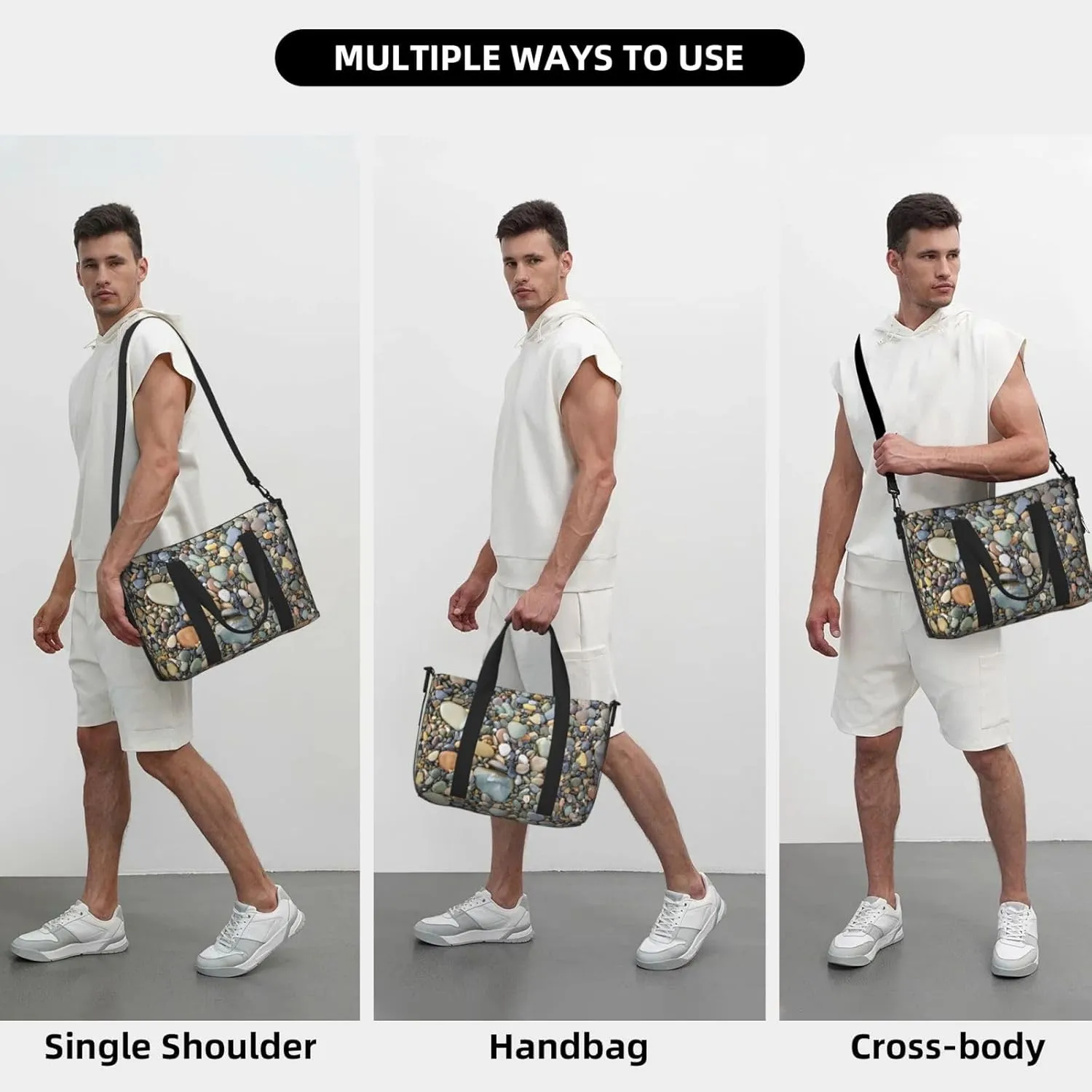 Pretty Stones Hand Travel Bag For Men Women,Stylish Handheld Crossbody Travel Bag For Business Leisure Trave
