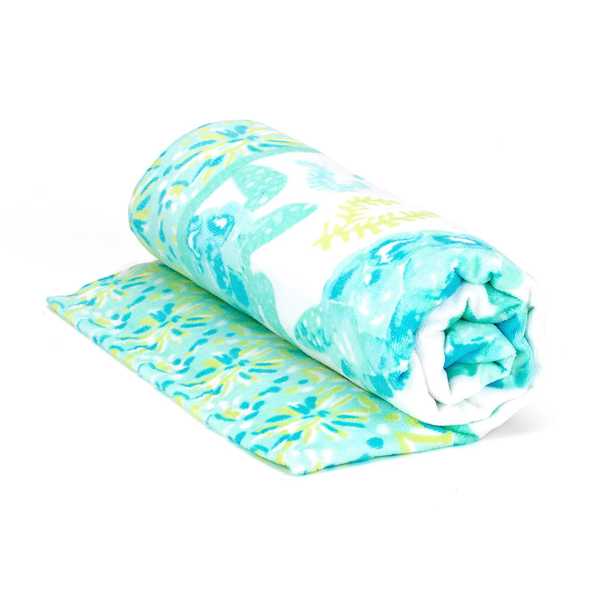 Printed Beach Towel in Turtally Cool