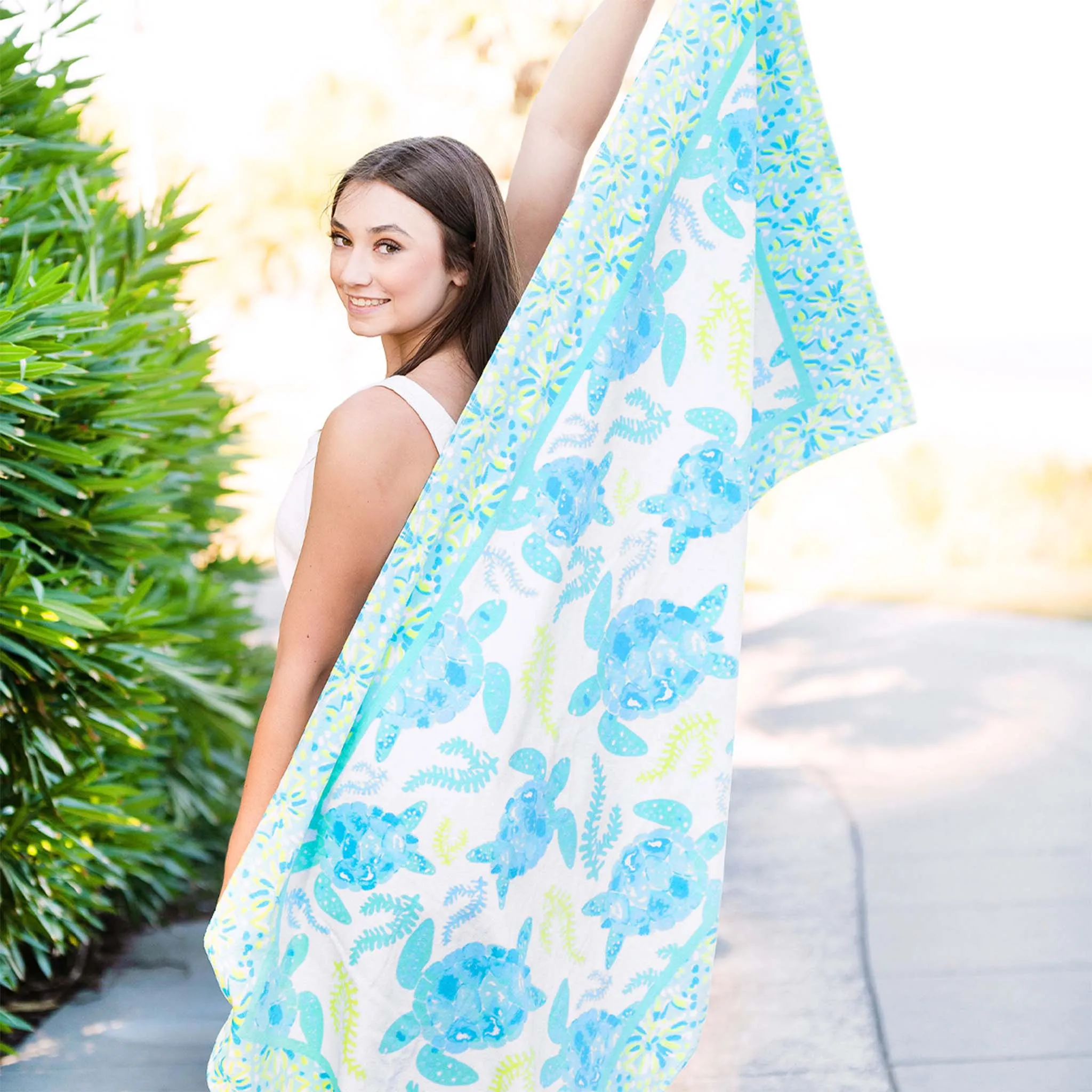 Printed Beach Towel in Turtally Cool
