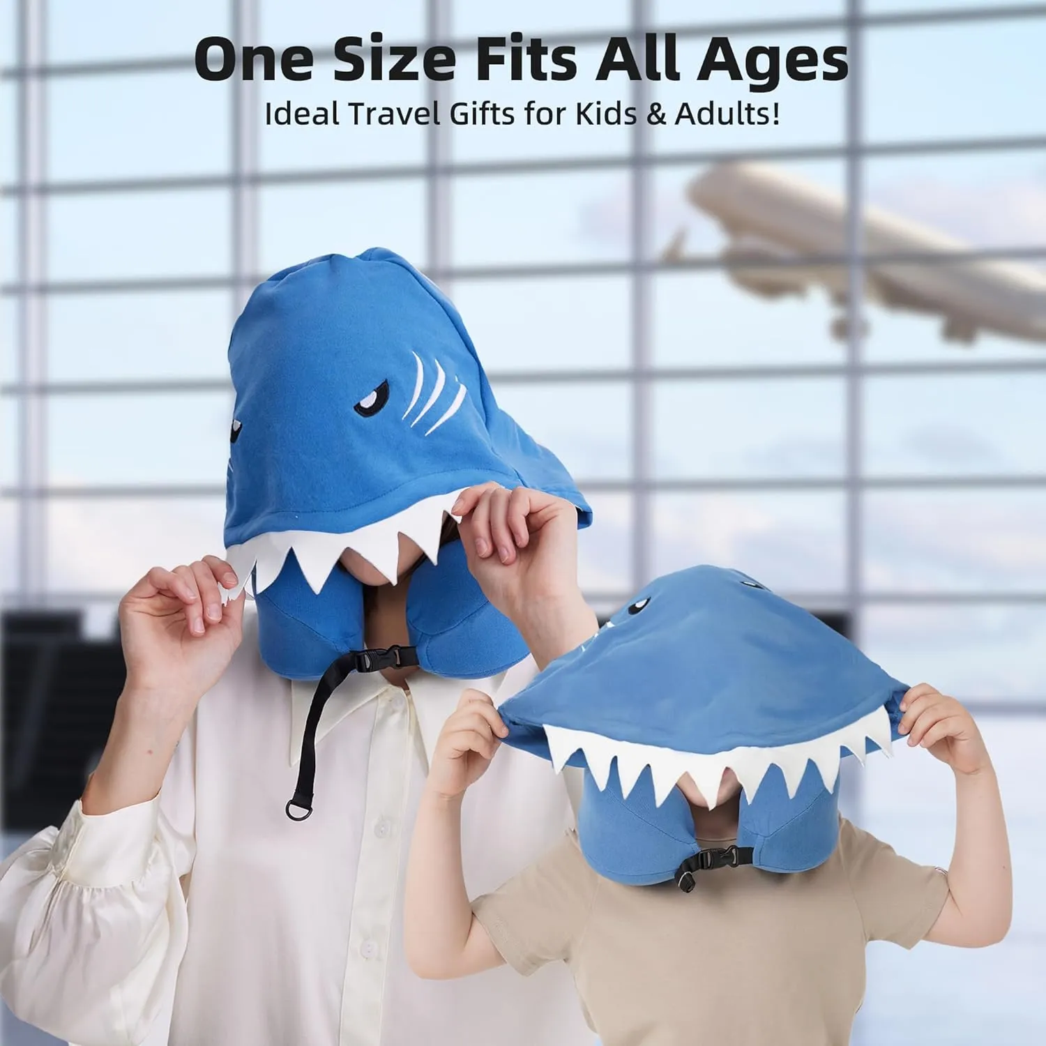 Privacy-Friendly Hooded Travel Pillow for Kids & Adults, Sensory-Friendly, Memory Foam Neck Support for Airplane, Car & Train, Breathable Fabric, Portable, Ultimate Comfort