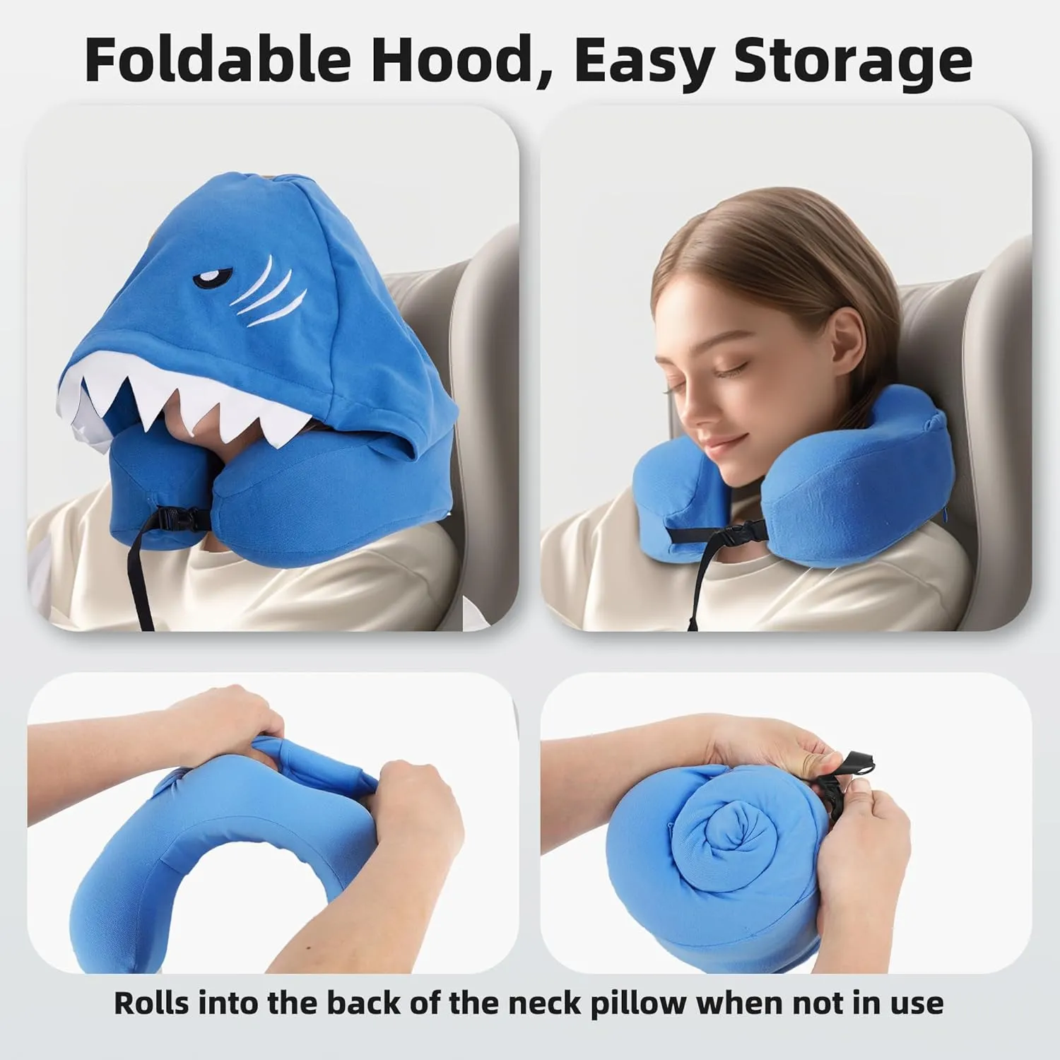 Privacy-Friendly Hooded Travel Pillow for Kids & Adults, Sensory-Friendly, Memory Foam Neck Support for Airplane, Car & Train, Breathable Fabric, Portable, Ultimate Comfort