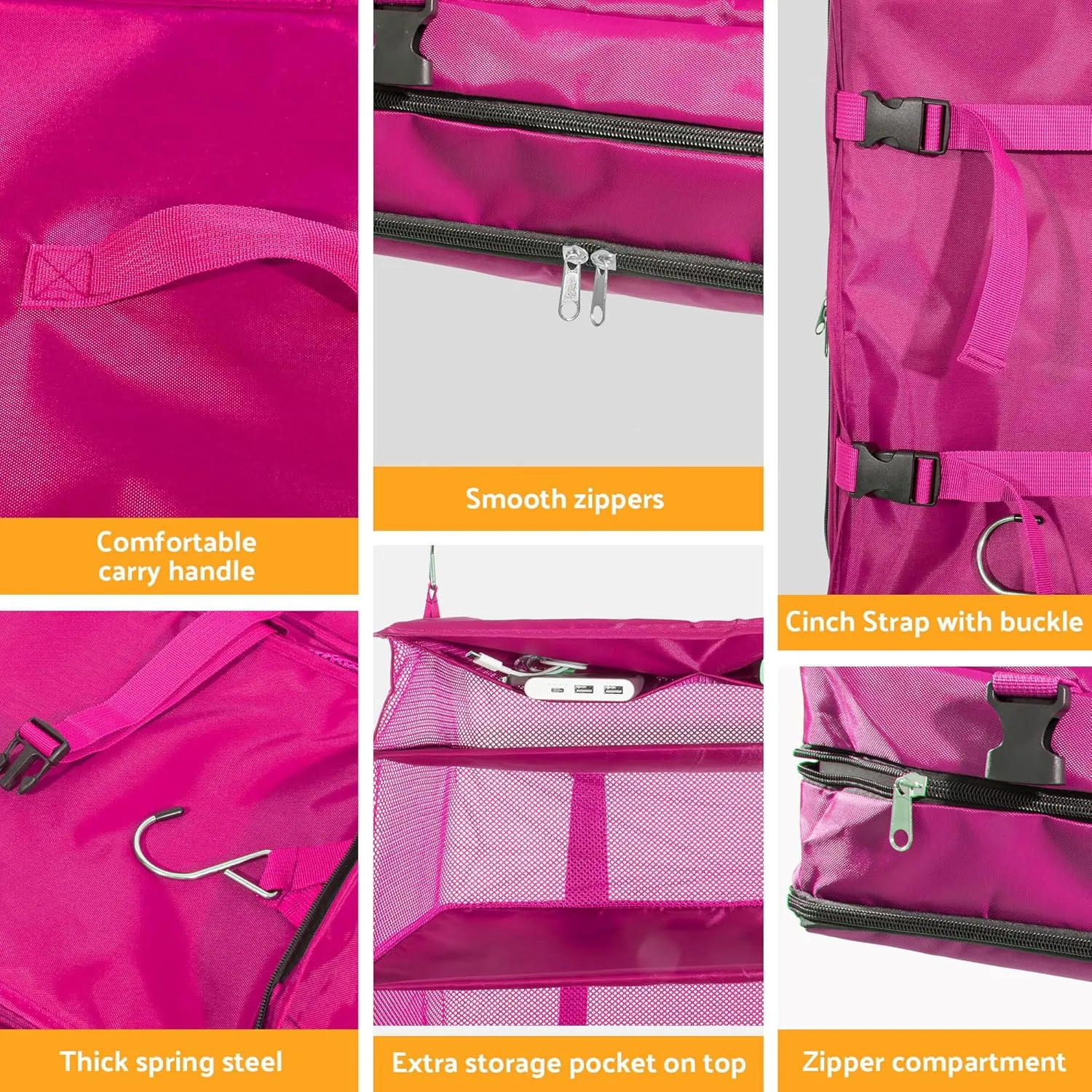 Protable Hanging Travel Shelf Bag, Expandable Packing Cube, Luggage Packing Organizer,X-Large Carry-On Closet with 4-Shelf & 2 Hooks, Suitcase Organizer Bag for Hotel, Bedroom, RV (Red)