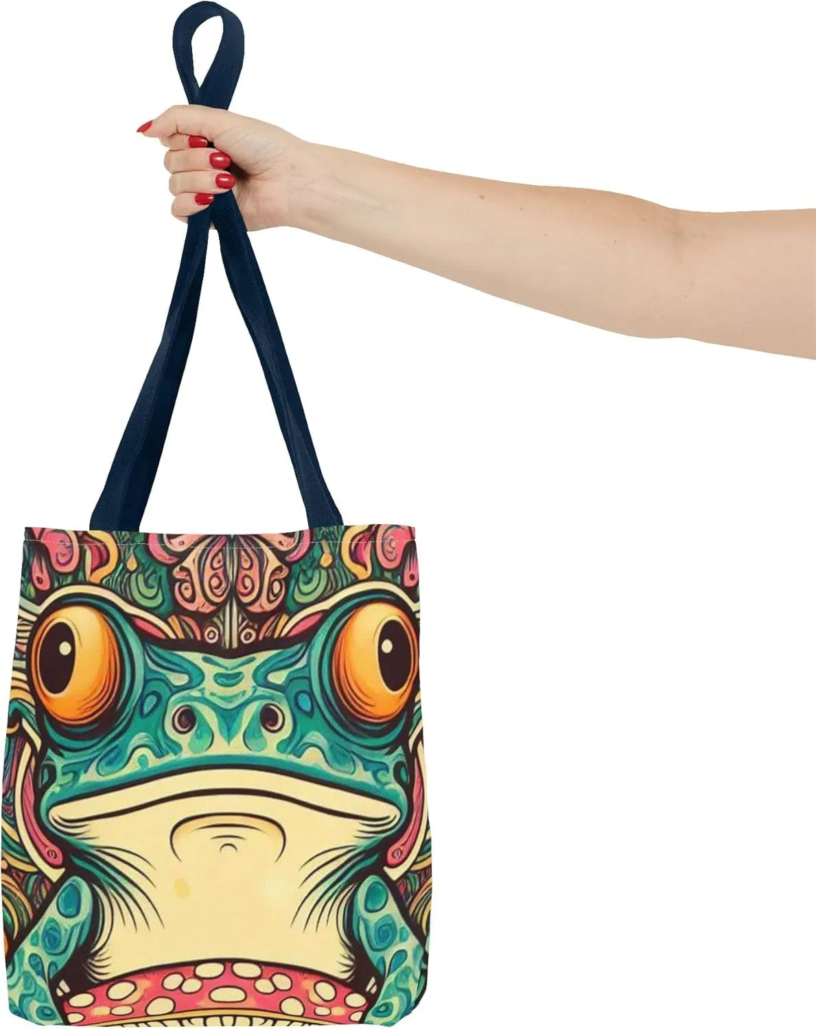 Psychedelic Frog Tote Bag – Trippy Hippy Style Eco-Friendly Reusable Shopping Bag for Women