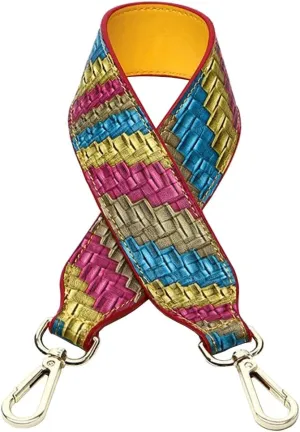 Purse Straps Replacement PU Leather Handbags Strap Shoulder Bag Straps Phone Pendant (Multicolor Weave-21)