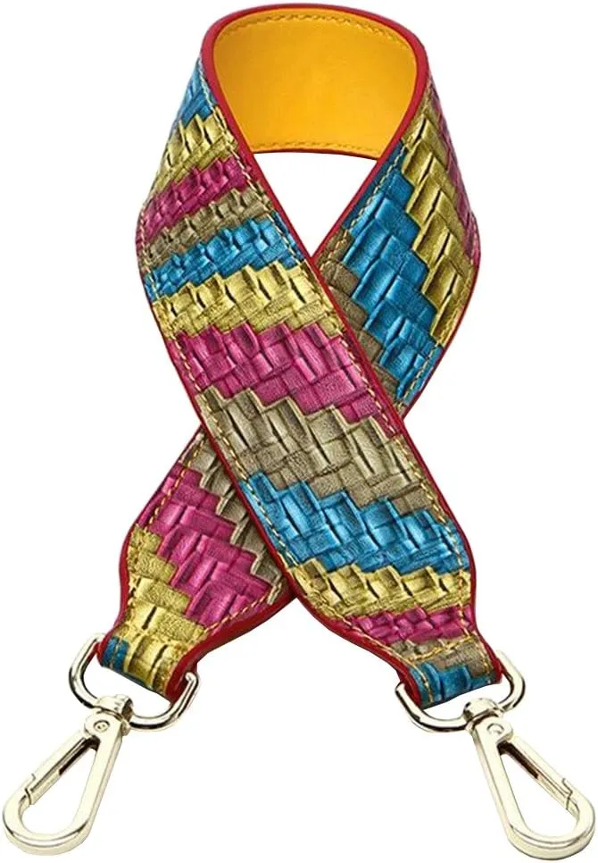 Purse Straps Replacement PU Leather Handbags Strap Shoulder Bag Straps Phone Pendant (Multicolor Weave-21)