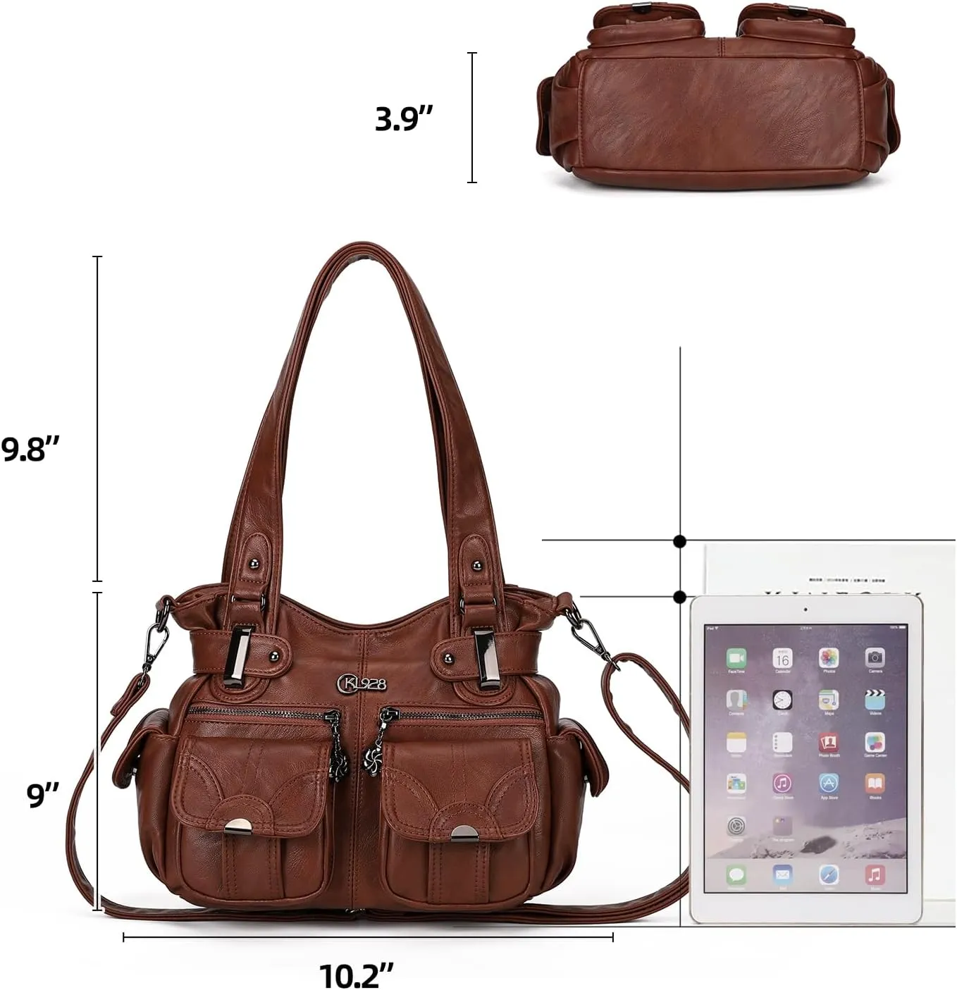 Purses and Handbags for Women Large Hobo Shoulder Bags Soft PU Leather Multi-Pocket Tote Bag