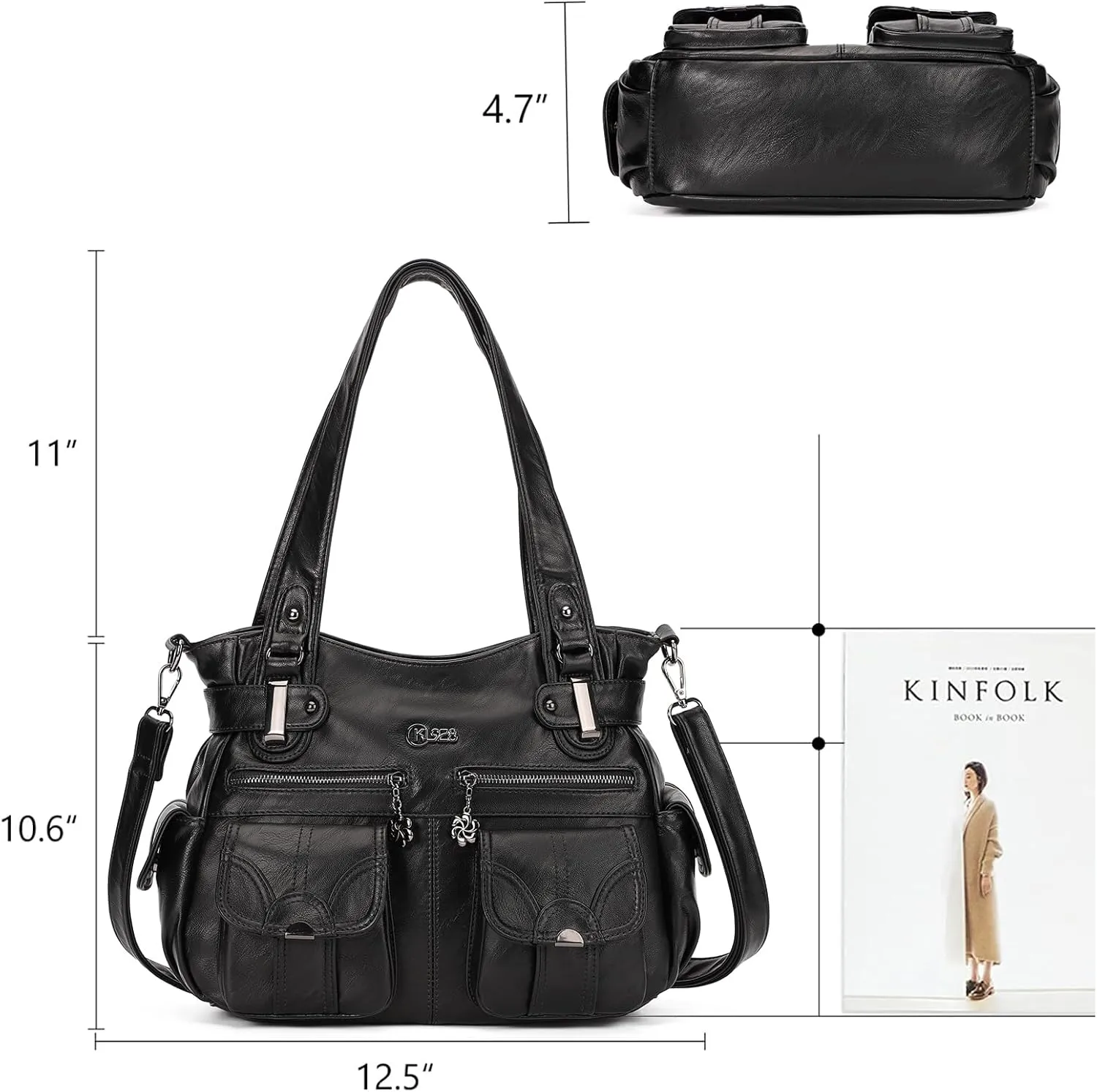 Purses and Handbags for Women Large Hobo Shoulder Bags Soft PU Leather Multi-Pocket Tote Bag