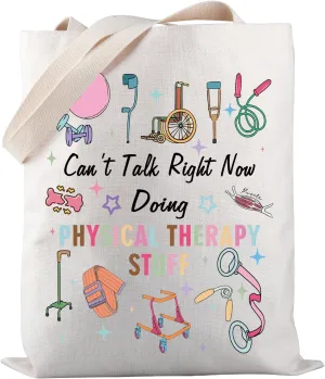PWHAOO Physical Therapy Tote Bag Can’t Talk Right Now Doing Physical Therapy Stuff Shoulder Bag PT Appreciation Gift