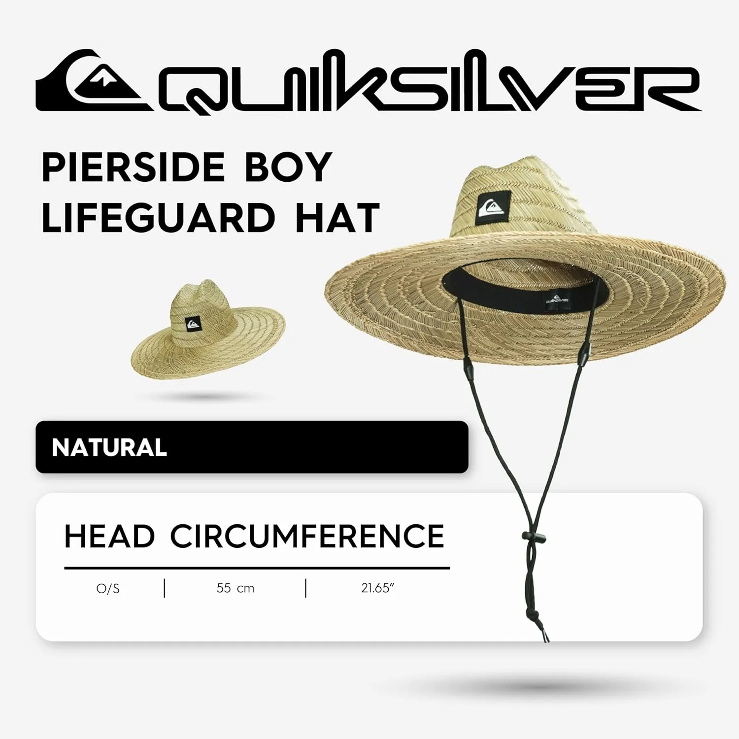 Quiksilver Boys Pierside Lifeguard Hat – 100% Straw Sun Hat for Kids, Lightweight and Breathable with Wide Brim