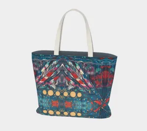 "Awakening" Large Tote (Turquoise, Red, Gold)