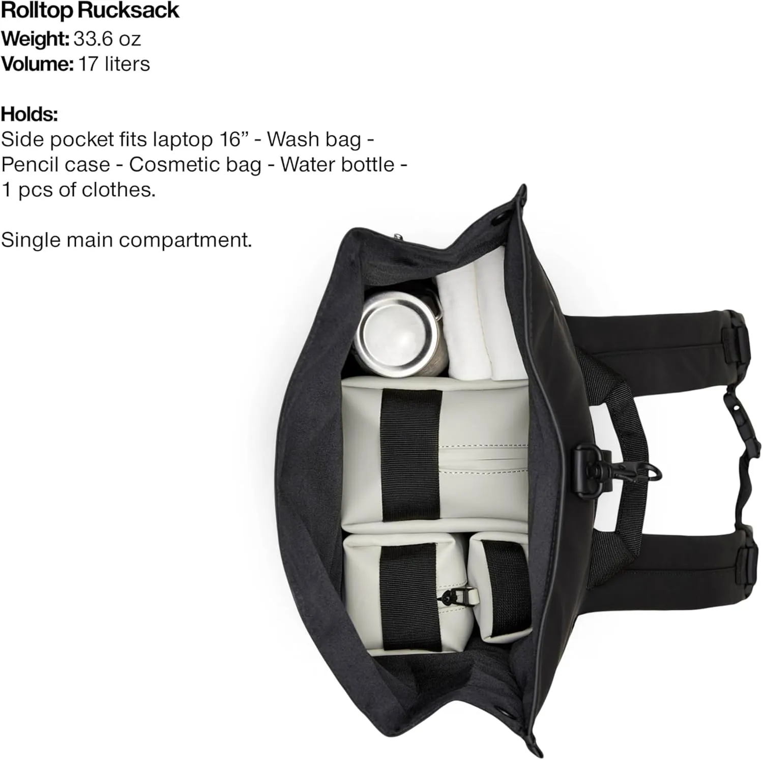 RAINS Rolltop Rucksack -Backpack - Waterproof Backpack for Women and Men - Rucksack for Travel and Work (Blue)