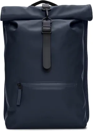 RAINS Rolltop Rucksack -Backpack - Waterproof Backpack for Women and Men - Rucksack for Travel and Work (Blue)