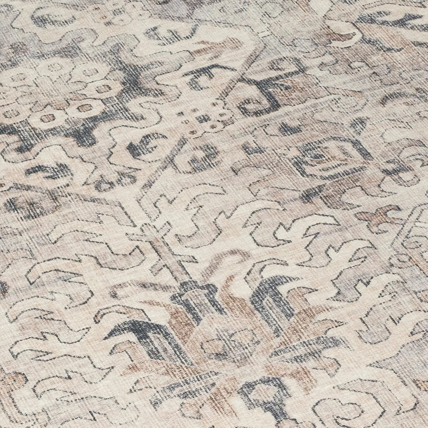 ReaLife Rugs Machine Washable Area Rug - Living Room Bedroom Bathroom Kitchen Entryway Office - Padded Low Pile Stain Resistant Premium - Boho Farmhouse Vintage - Paz - Beige Gray Ivory 2'6" x 10'