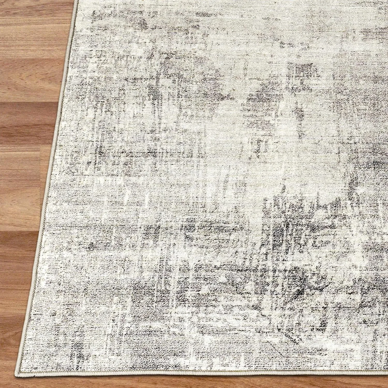 ReaLife Rugs Machine Washable Area Rug Runner - Living Room Bedroom Bathroom Kitchen Entryway Office - Padded Low Pile Stain Resistant Premium - Modern Abstract Contemporary - Quinn - Beige 2'6" x 6'