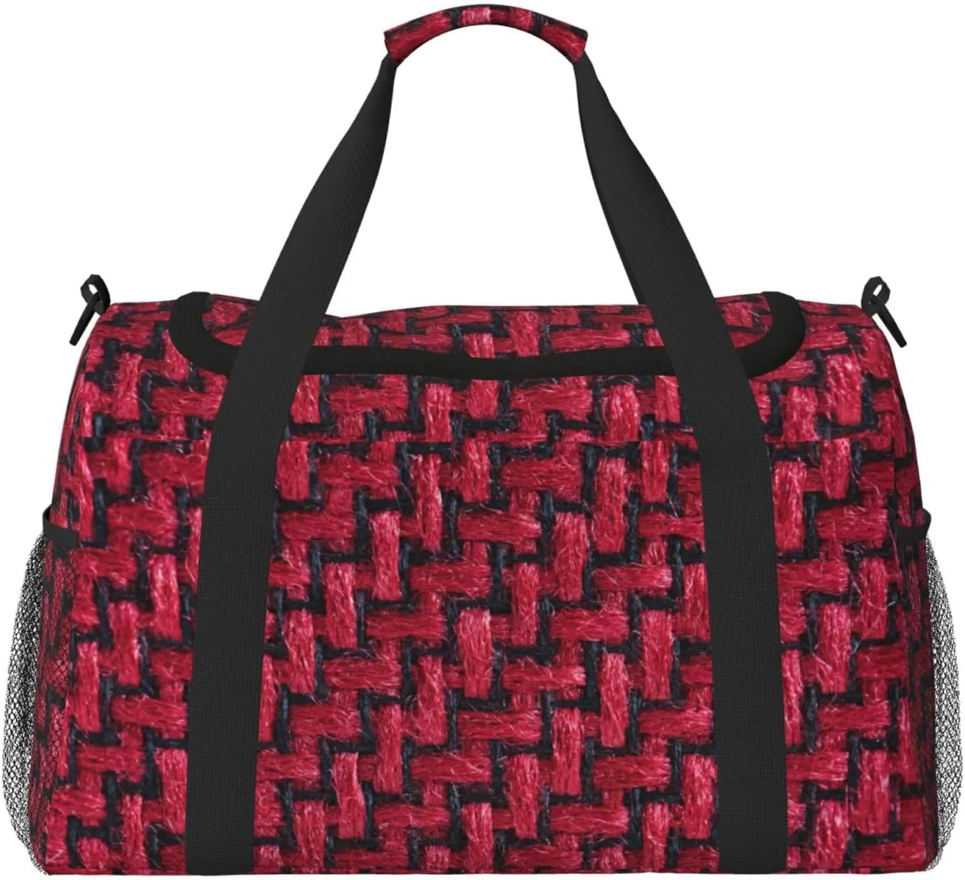 Red Symmetrical Brickwork Travel Duffel Bag Large Foldable Waterproof Overnight Bag For Beach Swim Bags Pool Sports Gym