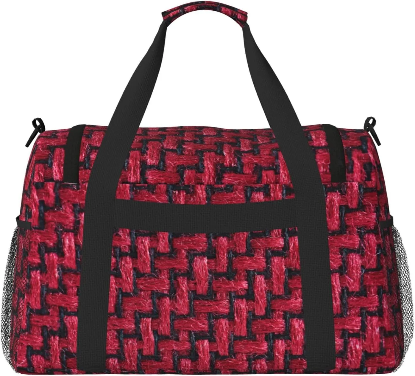 Red Symmetrical Brickwork Travel Duffel Bag Large Foldable Waterproof Overnight Bag For Beach Swim Bags Pool Sports Gym