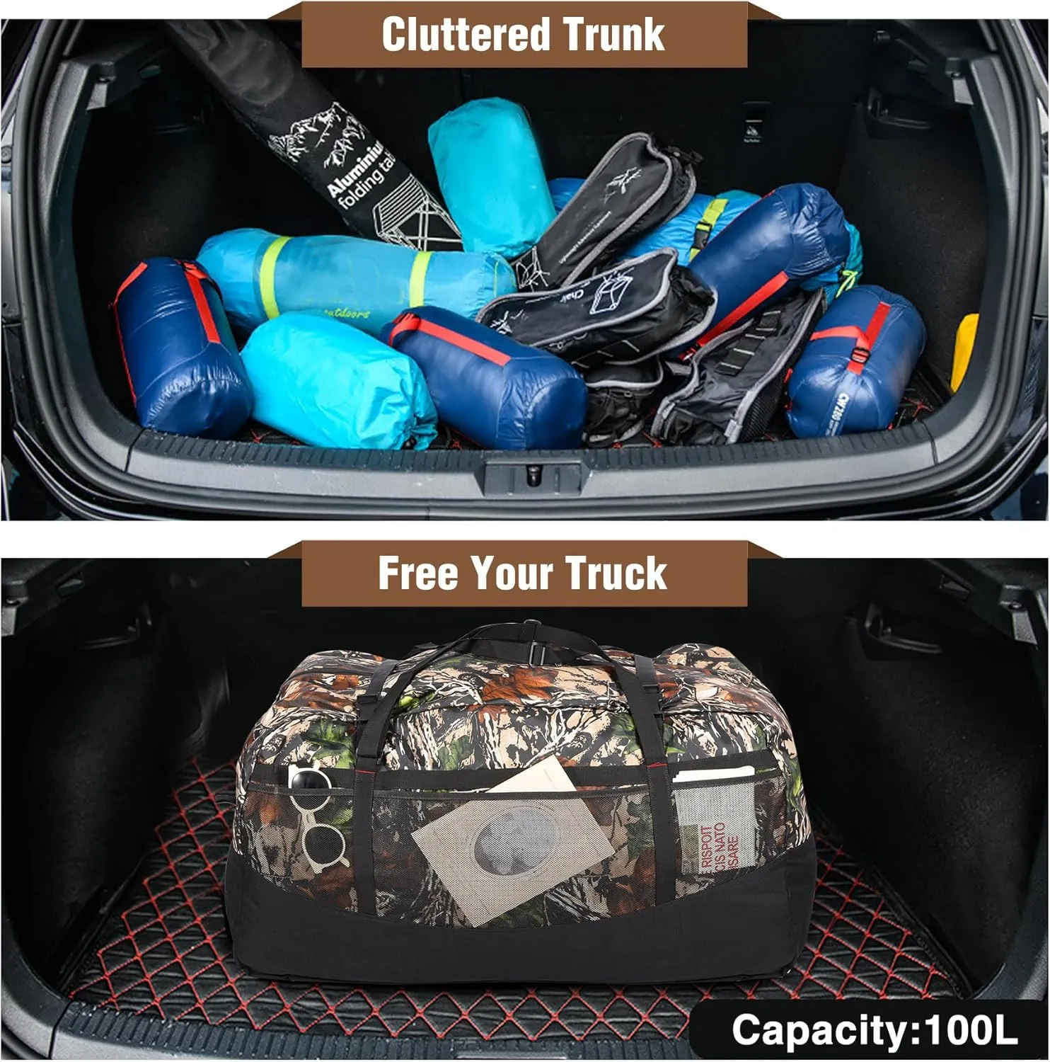 REDCAMP Foldable Travel Bag, Large Sports Bag, 75L/96L/100L, Lightweight Waterproof Tote Bag
