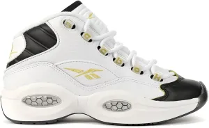 Reebok QUESTION MID Junior, White/Black/Gold, Size 6