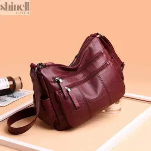 Refined Multi-Pocket Leather Handbag