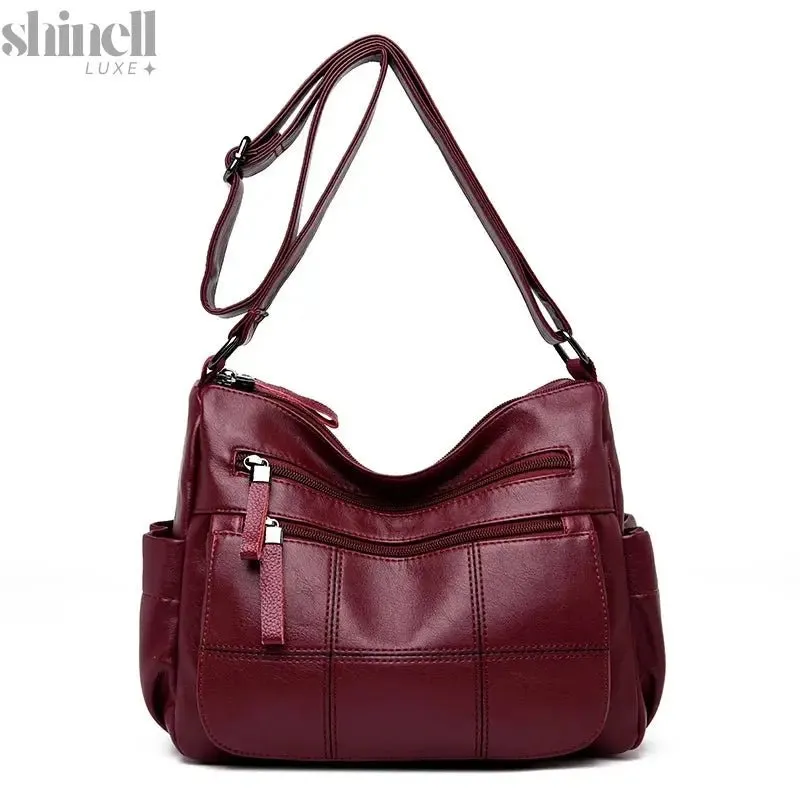 Refined Multi-Pocket Leather Handbag